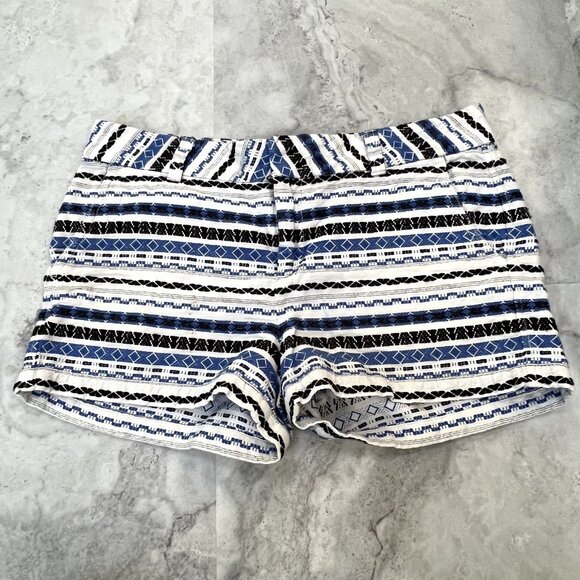 Khakis by Gap‎ The City 3 Inch Shorts Womens Sz 6 Blue White Aztec Woven - Picture 1 of 6